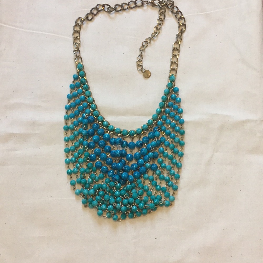 Turquoise Beaded Bibb Necklace